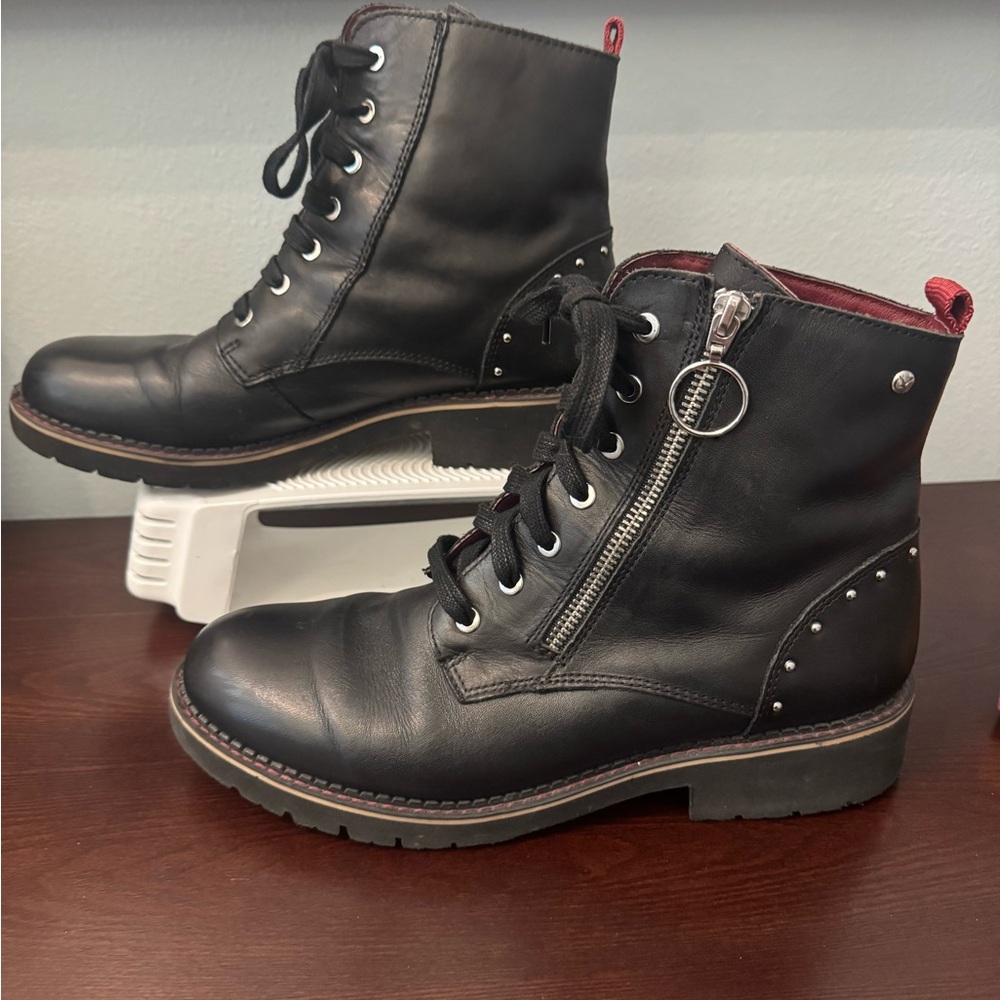 PIKOLINOS Vicar Black Heeled Boots with Red Accents Grunge Y2K 90’s Combat 10.5 - Picture 2 of 6